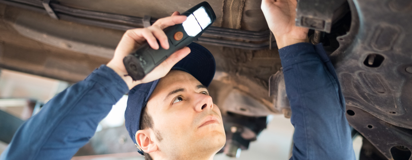 Mechanic doing an MOT test Soham, Ely